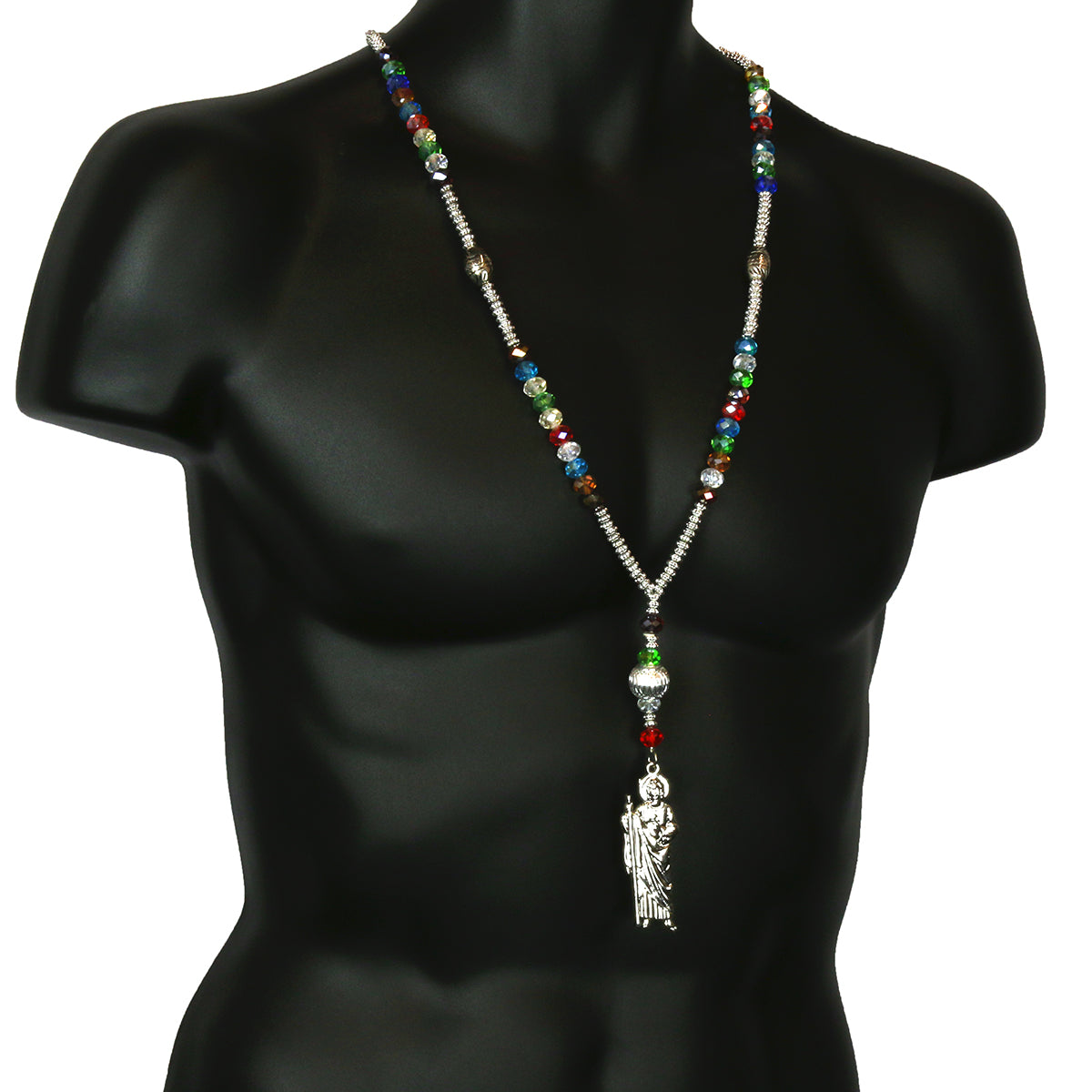 8MM Multi Color Crystal Rosary With SanJudas Pendant