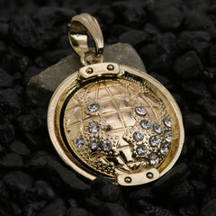 Iced Globe Spinner Pendant 24 Figaro Chain Hip Hop 18k Jewelry Necklace
