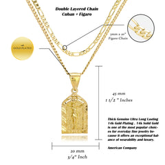 Jesus Temple Diamond Cut Pendant Cuban / Franco Choker Chain 14k Gold Plated