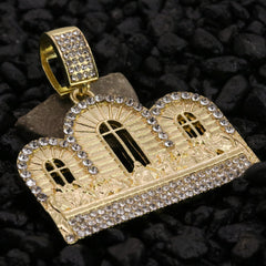 Iced Last Supper Temple Pendant 24"Rope Chain Hip Hop Style 18k Gold Plated