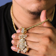 Trap Money Bag Pendant Rope Necklace Chain Men's Hip Hop 18k Cz Jewelry
