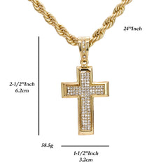 Thick Cross Pendant 20" Rope Chain Hip Hop Style 18k Gold Plated