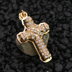 Hollow X Cross Iced Pendant 24" Figaro Chain Hip Hop Style 18k Gold Plated