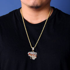 Boss Fist Pendant Rope Necklace Chain Men's Hip Hop 18k Cz Jewelry