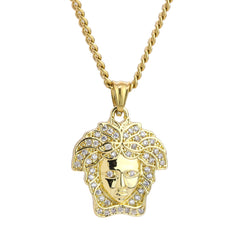 Greek Lady Pendant 24" Cuban Chain Hip Hop Style 18k Gold Stainless Steel