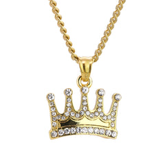 Monarch Crown Pendant 24" Cuban Chain Hip Hop Style 18k Gold Stainless Steel