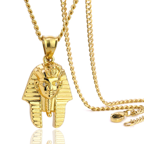 Pharaoh Pendant 24" Cuban Chain Hip Hop Style 18k Gold Stainless Steel