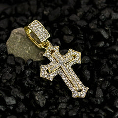 Sharp Cross Pendant Rope Necklace Chain Men's Hip Hop 18k Cz Jewelry