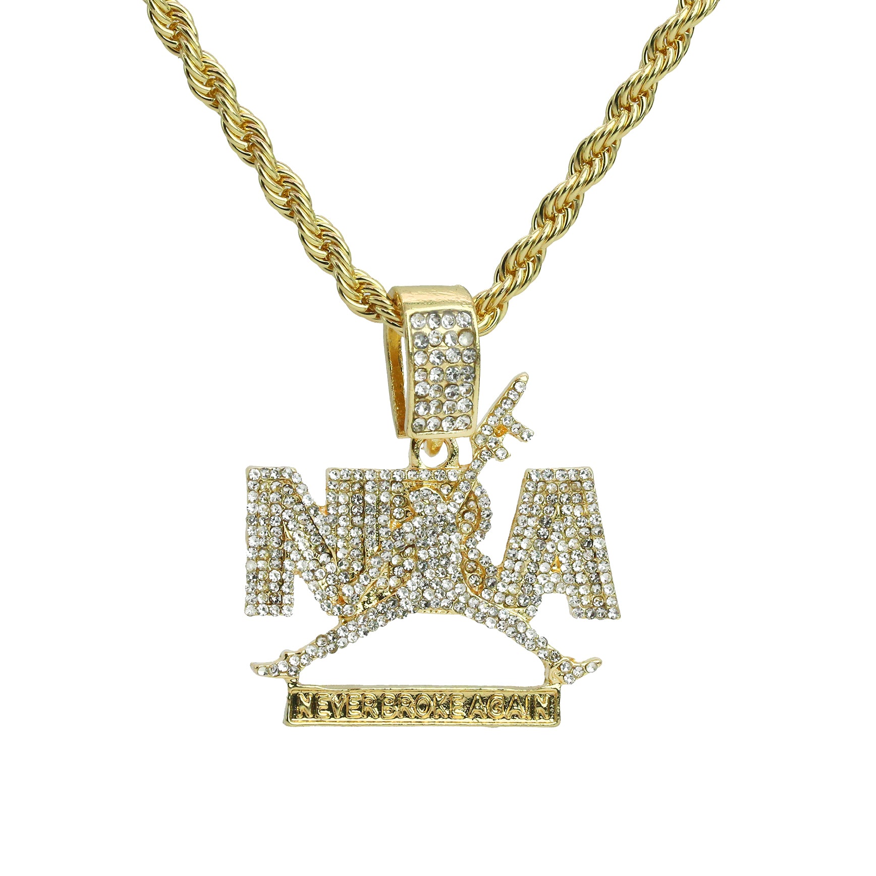 Rosarios Y Mas Brand NBA Never Broke Again Pendant with Necklace (14K Gold  Filled)