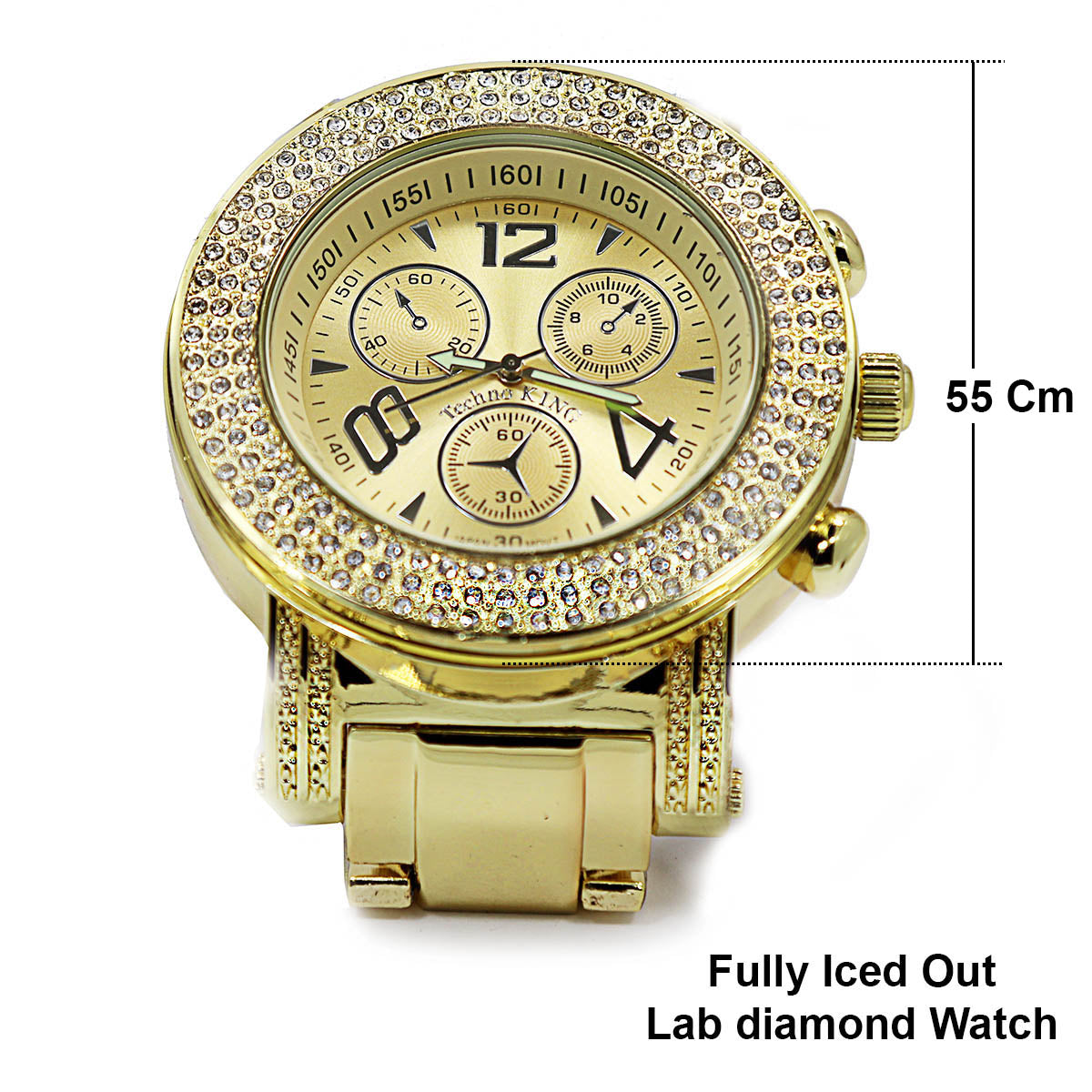 TK3 Gold Ice Out Techno KING Watch & Bracelet SET