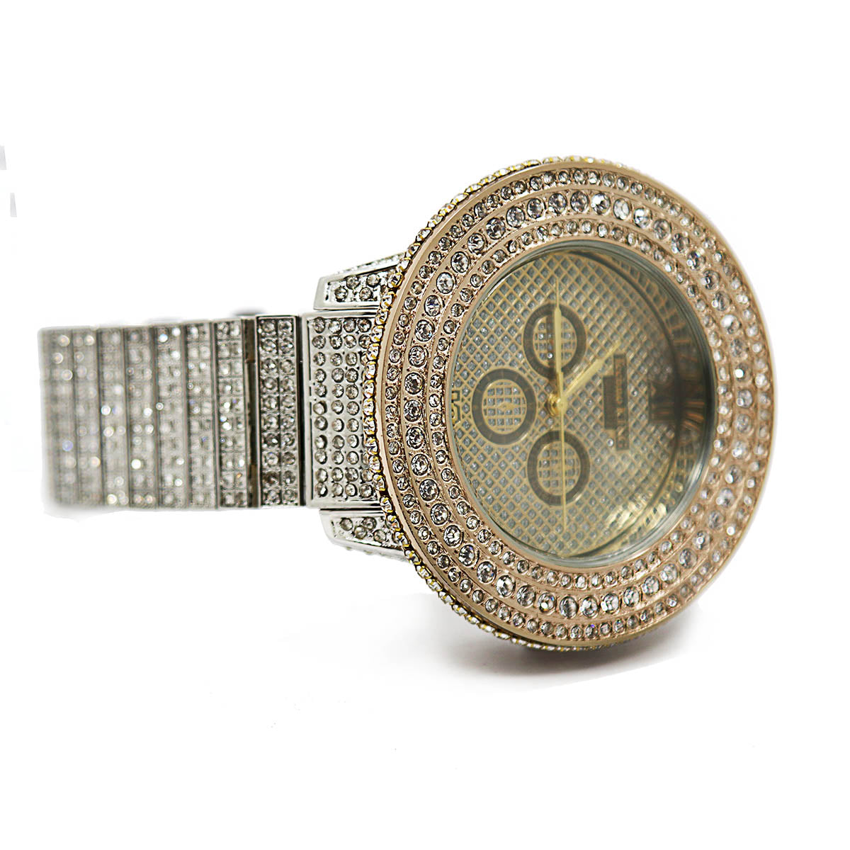Two Tone Gold Ice Out Techno KING Watch & Bracelet SET