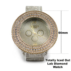 Two Tone Gold Ice Out Techno KING Watch & Bracelet SET