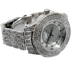 White Gold Ice Out Techno KING Watch & Bracelet SET 5