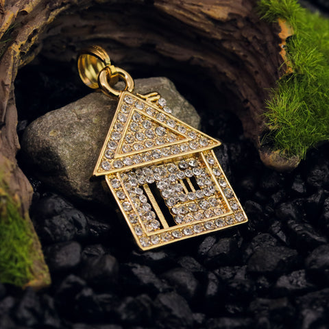 Trap House Pendant 24" Cuban Chain Hip Hop Style 18k Gold Stainless Steel