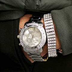 White Gold Ice Out Ice Master Watch & Bracelet SET 7