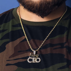 Exquisite Young CEO Pendant Rope Necklace Chain Men's Hip Hop 18k Cz Jewelry