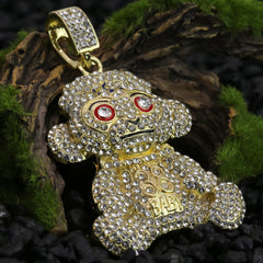Iced Baby Monkey Pendant 24"Franco Chain Hip Hop Style 18k Gold Plated