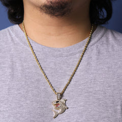 Shark Flooded Pendant Rope Necklace Chain Men's Gold Hip Hop 18k Cz Jewelry