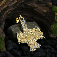 Iced Micro Mamba Forever 8/24 Pendant 24" Rope Chain Hip Hop Style 18k Gold PT