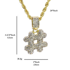 Copy of Bubble letter (#) Pendant 24" Rope Chain Hip Hop Style 18k Gold PT