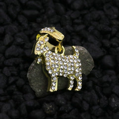 Micro Goat Pendant 24" Rope Chain Hip Hop Style 18k Gold PT