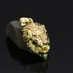 Micro Lion Face Pendant 24" Rope Chain Hip Hop Style 18k Gold PT