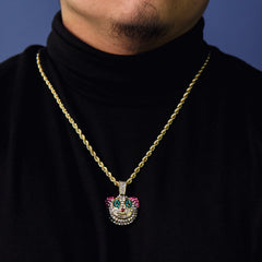 Exquisite Clown Emoji Pendant Rope Chain Men's Hip Hop 18k Cz Jewelry