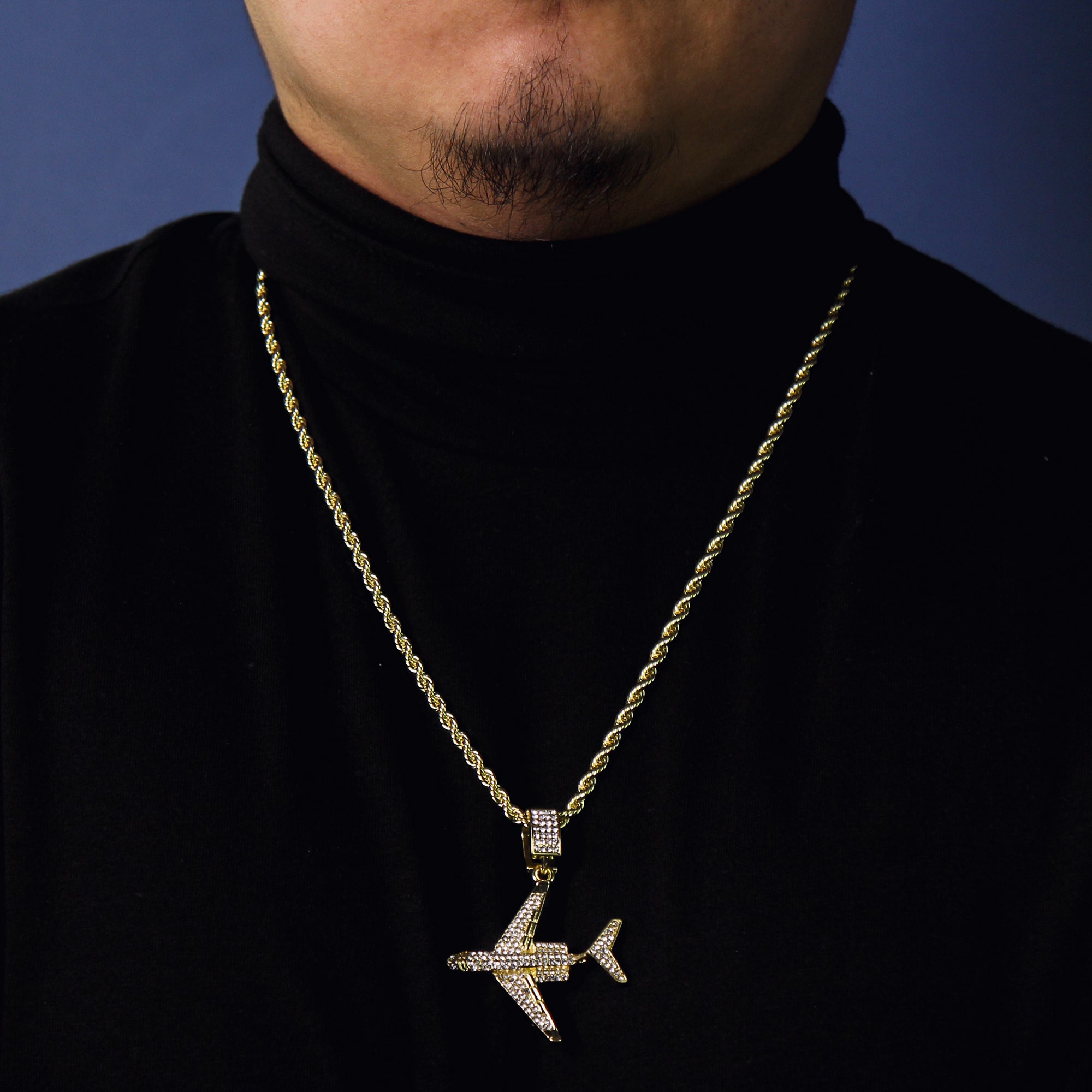 Real 925 Silver / Gold Plated CZ Bling Iced Airplane Hip Hop Pendant Air  Plane