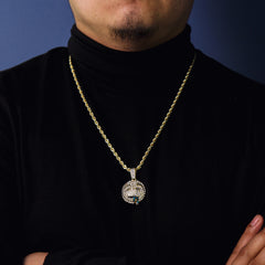 Exquisite Lit Emoji Face Pendant Rope Chain Men's Hip Hop 18k Cz Jewelry