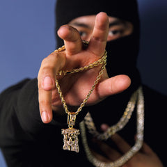 Exquisite Jesus Face / prayer Hand Pendant Rope Chain Men's Hip Hop 18k Cz Jewelry