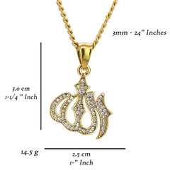 Allah Pendant 24" Cuban Chain Hip Hop Style 18k Gold Stainless Steel