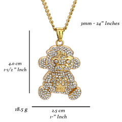 Baby Monkey 38 Pendant 24" Cuban Chain Hip Hop Style 18k Gold Stainless Steel