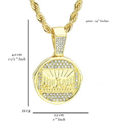 Last Supper Coin Pendant 24" Rope Chain Men's 18k Gold Plated Jewelry