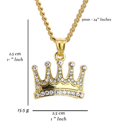 Monarch Crown Pendant 24" Cuban Chain Hip Hop Style 18k Gold Stainless Steel