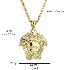 Greek Lady Pendant 24" Cuban Chain Hip Hop Style 18k Gold Stainless Steel