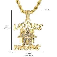 last King Iced Pendant 18K 24" Rope Chain Hip Hop Jewelry