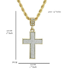 Stardust Cross Pendant 24" Rope Chain Men's 18k Gold Plated Jewelry