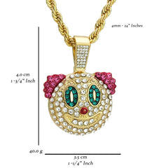 Exquisite Clown Emoji Pendant Rope Chain Men's Hip Hop 18k Cz Jewelry