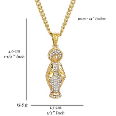 Mary Virgin Pendant 24" Cuban Chain Hip Hop Style 18k Gold Stainless Steel