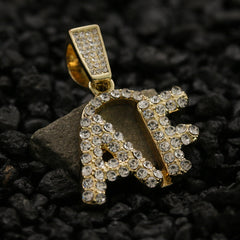 AF Curve Letter Pendant Rope Chain Men's Hip Hop 18k Cz Jewelry Necklace