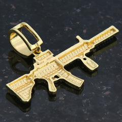 Ak-47 PENDANT WITH GOLD ROPE CHAIN