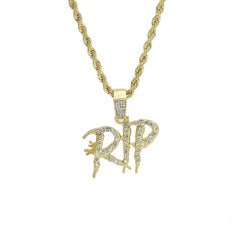 R.I.P. Drip Pendant Rope Chain Men's Hip Hop 18k Cz Jewelry Necklace