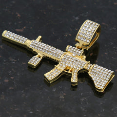 Ak-47 PENDANT WITH GOLD ROPE CHAIN