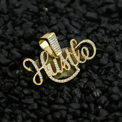 Hustle Pendant Rope Chain Men's Hip Hop 18k Cz Jewelry Necklace