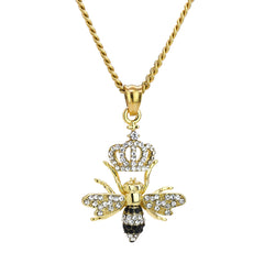Queen Bee Pendant 24" Cuban Chain Hip Hop Style 18k Gold Stainless Steel