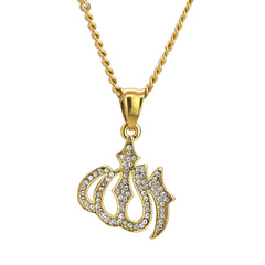 Allah Pendant 24" Cuban Chain Hip Hop Style 18k Gold Stainless Steel