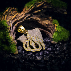 Allah Pendant 24" Cuban Chain Hip Hop Style 18k Gold Stainless Steel