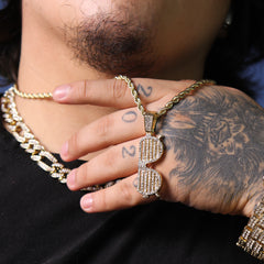 Lined Sunglasses Pendant Rope Chain Men's Hip Hop 18k Cz Jewelry Necklace Choker