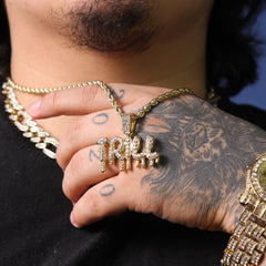 Trill Drip Letter Pendant Rope Chain Men's Hip Hop 18k Cz Jewelry Necklace