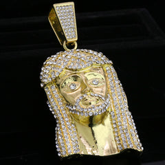 Peace Jesus Face Pendant Iced Cuban Cz Choker Chain Mens Hip Hop Jewelry 18-24"